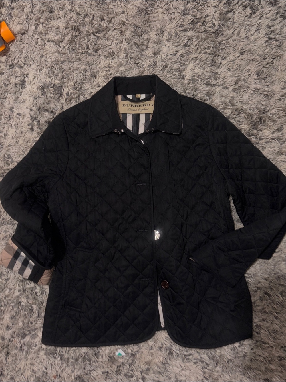 Burberry Black Quilted Puffer Jacket with Checked Lining Women’s XXl - Picture 6 of 9
